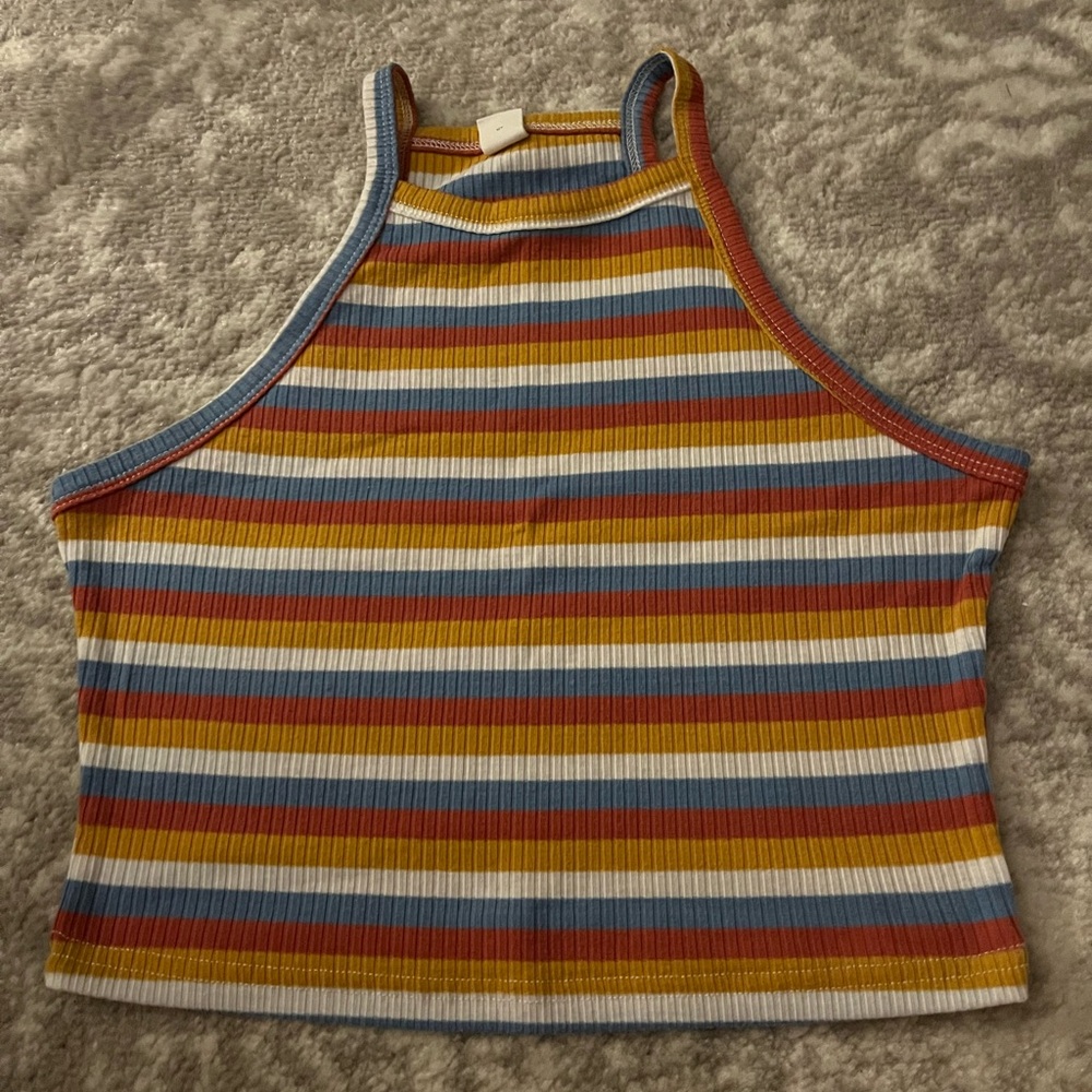 SHEIN Striped Multicolor Ribbed Halter Top